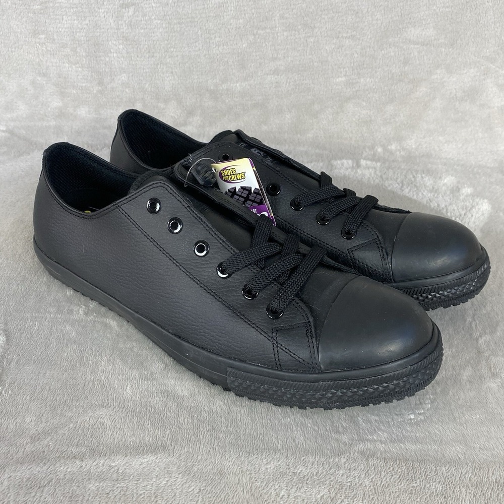 Shoes for Crews Old School Low Rider Work Sneakers 14 Black Leather Slip Resist